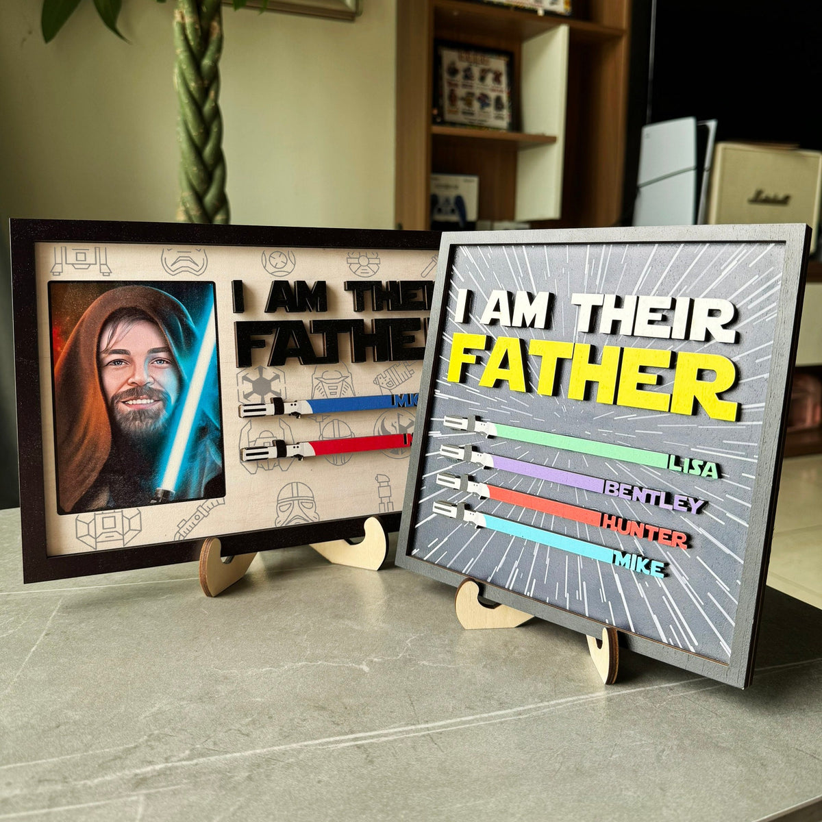 Personalized I Am Their Father Dad Gifts | 2025 Fathers Day Gift | Gifts for Dad | Wood Dad Sign with Kids Names | Custom Lightsaber Sign