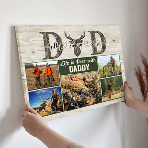 Hunting Dad Photo Collage Canvas, Hunting Father's Day Gifts For Dad, Deer Hunting Gifts For Him, Hunting Dad Signs, Best Gifts For A Hunter