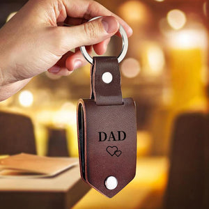 Personalized Mens Leather Keychain with Photo,Metal Tag Photo Keychain,Engraved key chain,Anniversary Gifts for Him,Father's Day Gifts