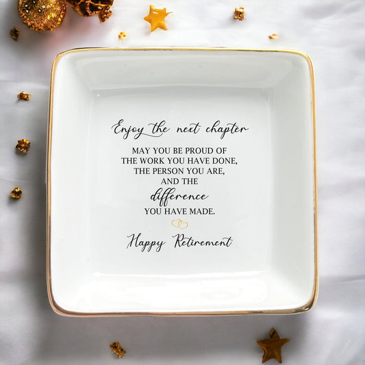 Never Forget The Difference You Have Made Ring Dish-Happy Retirement Gift For Women-Gift For Retirement Mom, Grandma, Friend, Coworker Gift
