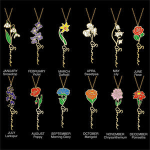 Personalized Birth Flower Necklace Custom Name Necklace Floral Name Necklace Custom Name Jewelry, Personalized Gifts For Her Christmas Gifts