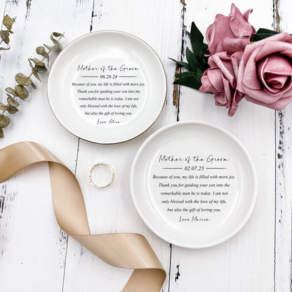 Mother of the Groom Gift, Personalized Ring Dish,Custom Jewelry Holder for Mother in Law, Ceramic Trinket Tray,Mom Gift from Bride,Ring Dish