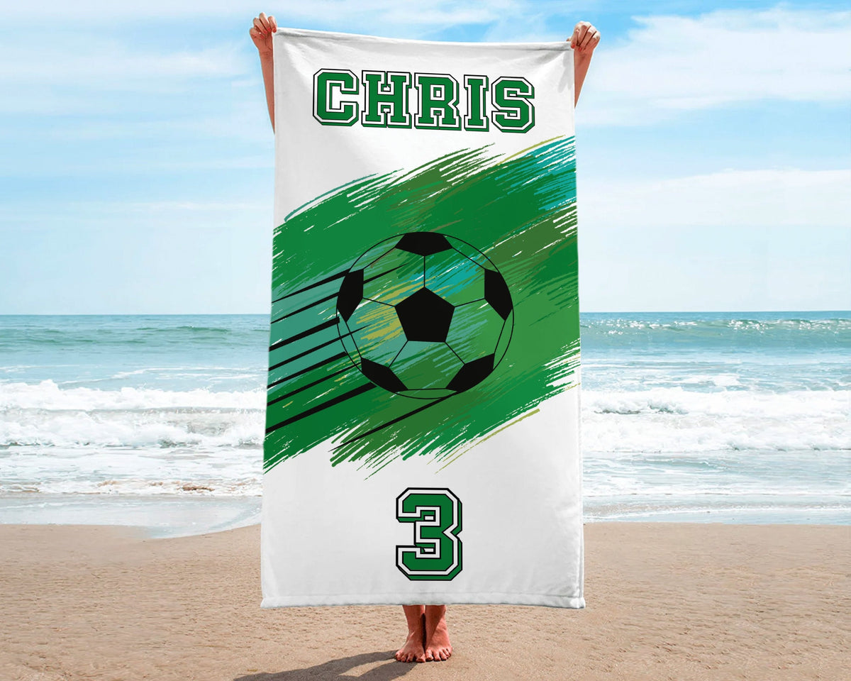 Custom Soccer Team Towel, Personalized Football Team Gift, Sport Beach Towel, Soccer Bath, Pool Towel, Soccer Player Gifts For Boys/Girls