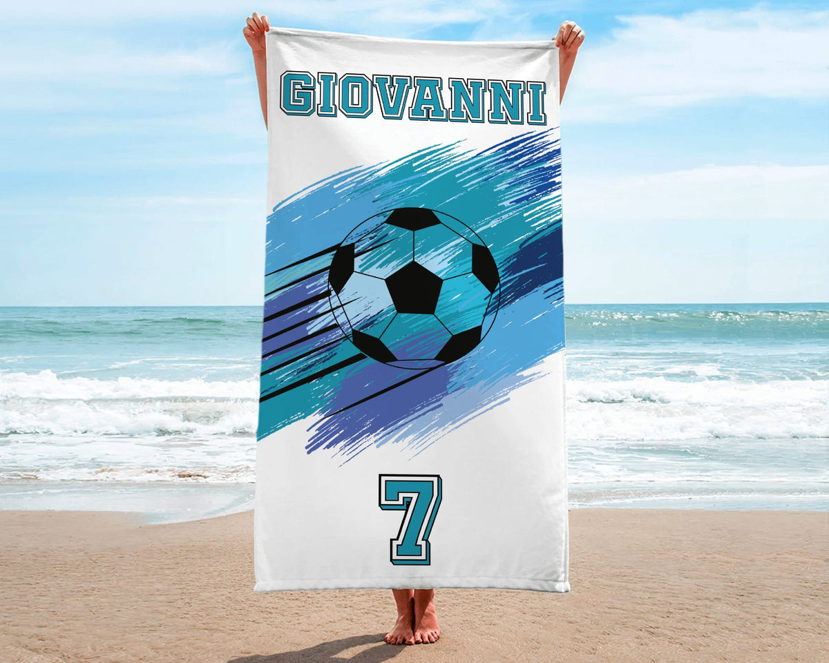 Custom Soccer Team Towel, Personalized Football Team Gift, Sport Beach Towel, Soccer Bath, Pool Towel, Soccer Player Gifts For Boys/Girls