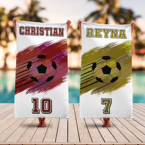 Custom Soccer Team Towel, Personalized Football Team Gift, Sport Beach Towel, Soccer Bath, Pool Towel, Soccer Player Gifts For Boys/Girls