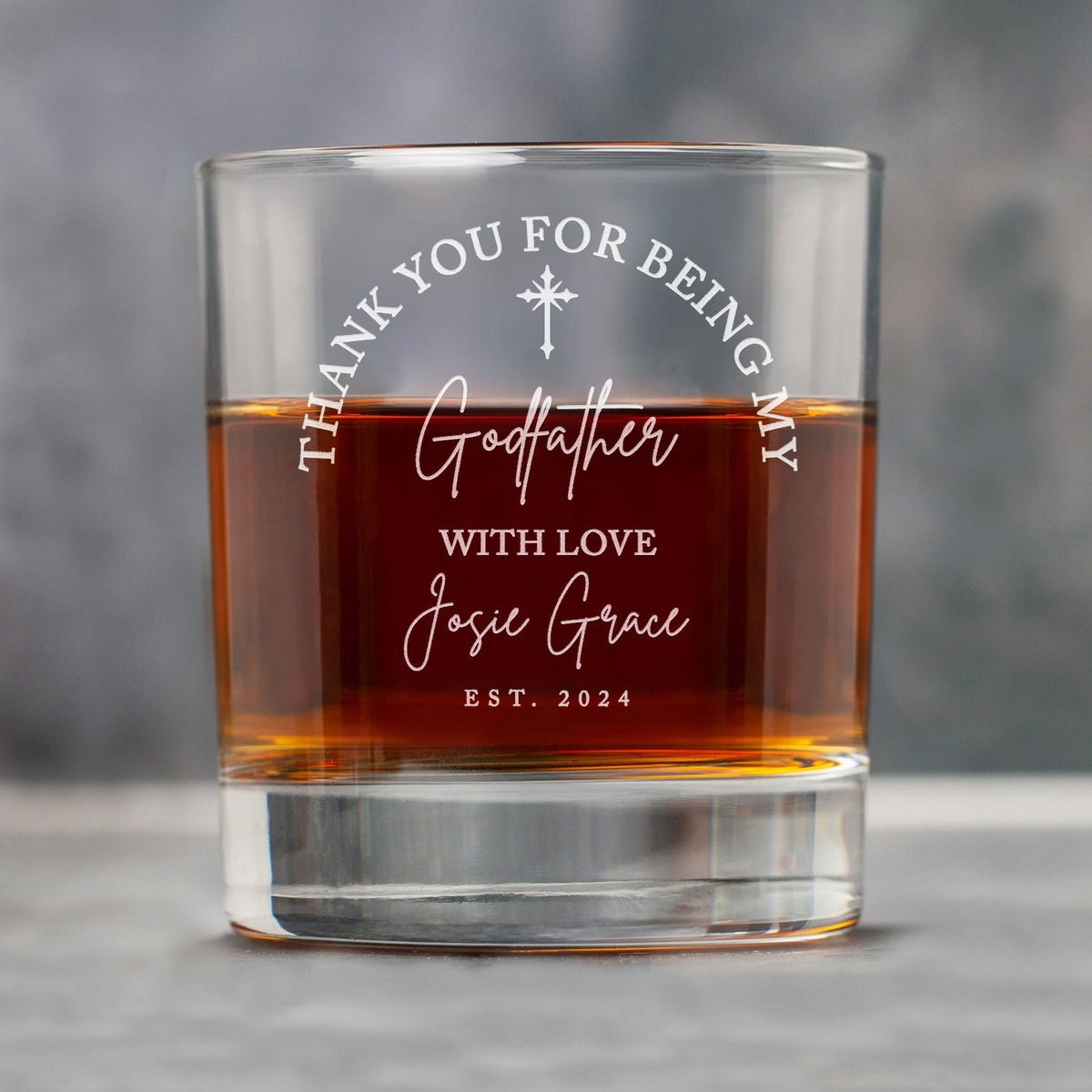 Custom Father's Day Gifts for Godfather - Personalized Godfather Gift on Rock Glass - Whiskey Glass Gifts from Goddaughter