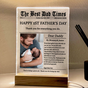 Personalized Night Light Gift for Father's Day, Custom Photo Collage LED Light for Home Decor, First Time Dad Gift, Newspaper design