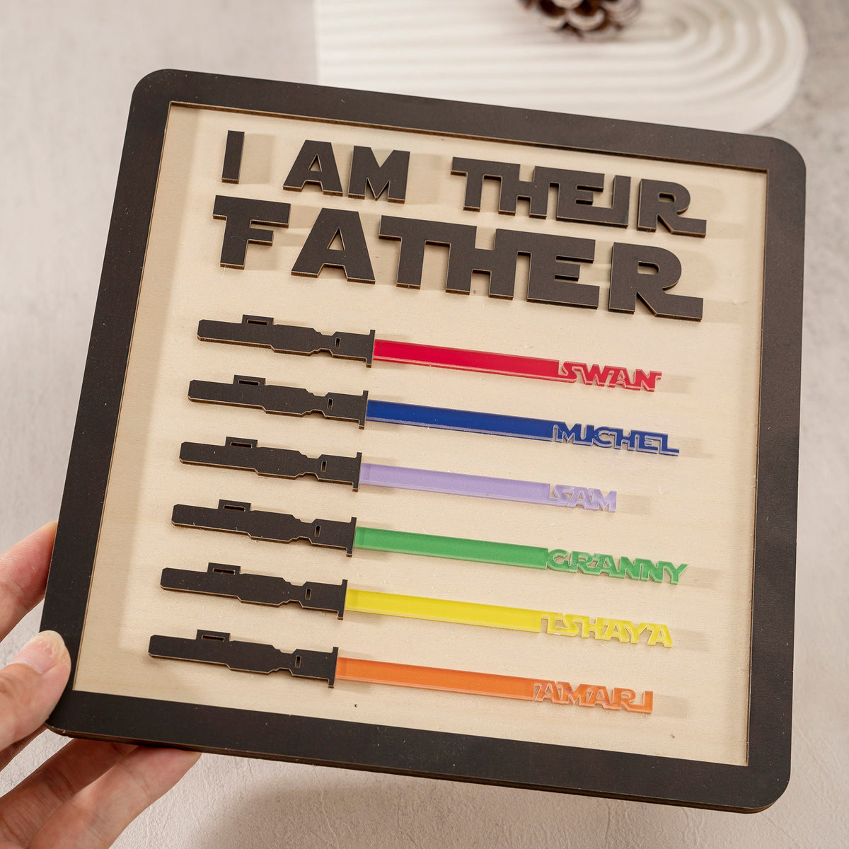 I Am Their Father Light Saber Sign,Father's Day Gift from Daughter,Unique Gifts for Dad,Best Dad in The Galaxy,Personalized Name Picture Frame