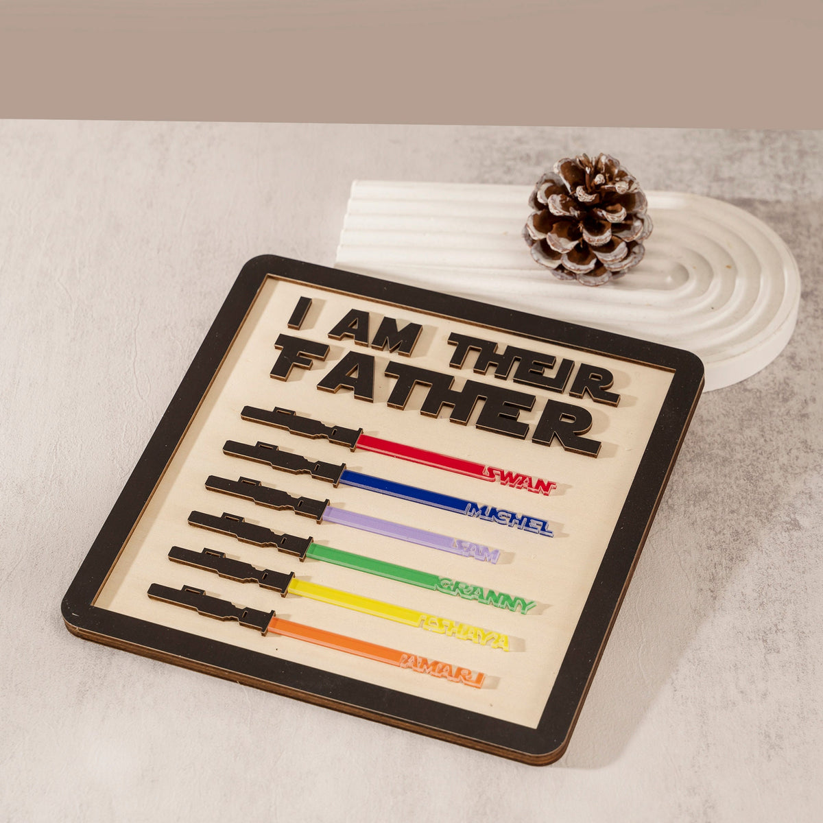 I Am Their Father Light Saber Sign,Father's Day Gift from Daughter,Unique Gifts for Dad,Best Dad in The Galaxy,Personalized Name Picture Frame