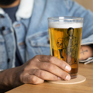 Father's Day Dad With Dog Portrait Beer Glass, Custom Photo Art for Pet Owner, Personalized Birthday Pint Glass, Best Fur Animal Drinkware