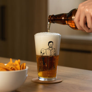 Father's Day Dad With Dog Portrait Beer Glass, Custom Photo Art for Pet Owner, Personalized Birthday Pint Glass, Best Fur Animal Drinkware