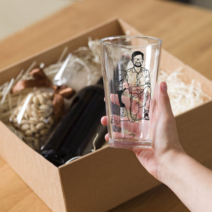 Father's Day Dad With Dog Portrait Beer Glass, Custom Photo Art for Pet Owner, Personalized Birthday Pint Glass, Best Fur Animal Drinkware