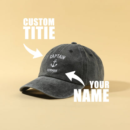 Captain Embroidery Hat | Custom Sailing Cap | Personalized Anchor Compass Sailing Boat Baseball Cap