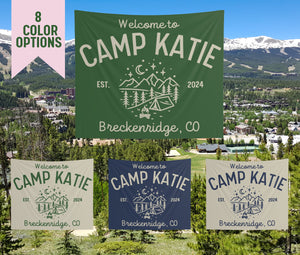 Custom Camp Bachelorette Party Photo Backdrop, Camp Birthday Party Banner, Bachelorette Party Banner, Vintage Camp Sign, Retro Camp Sign
