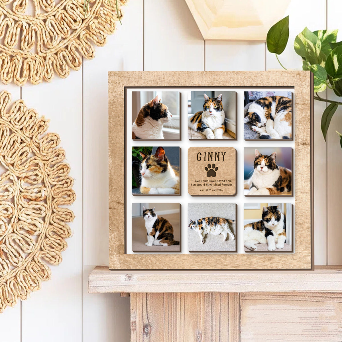 Personalized Pet Memorial Photo Frame, Custom Cat Photo Collage Gift, Custom Pet Memorial Gift, Cat Loss Sympathy Gift, Pet Loss Gift