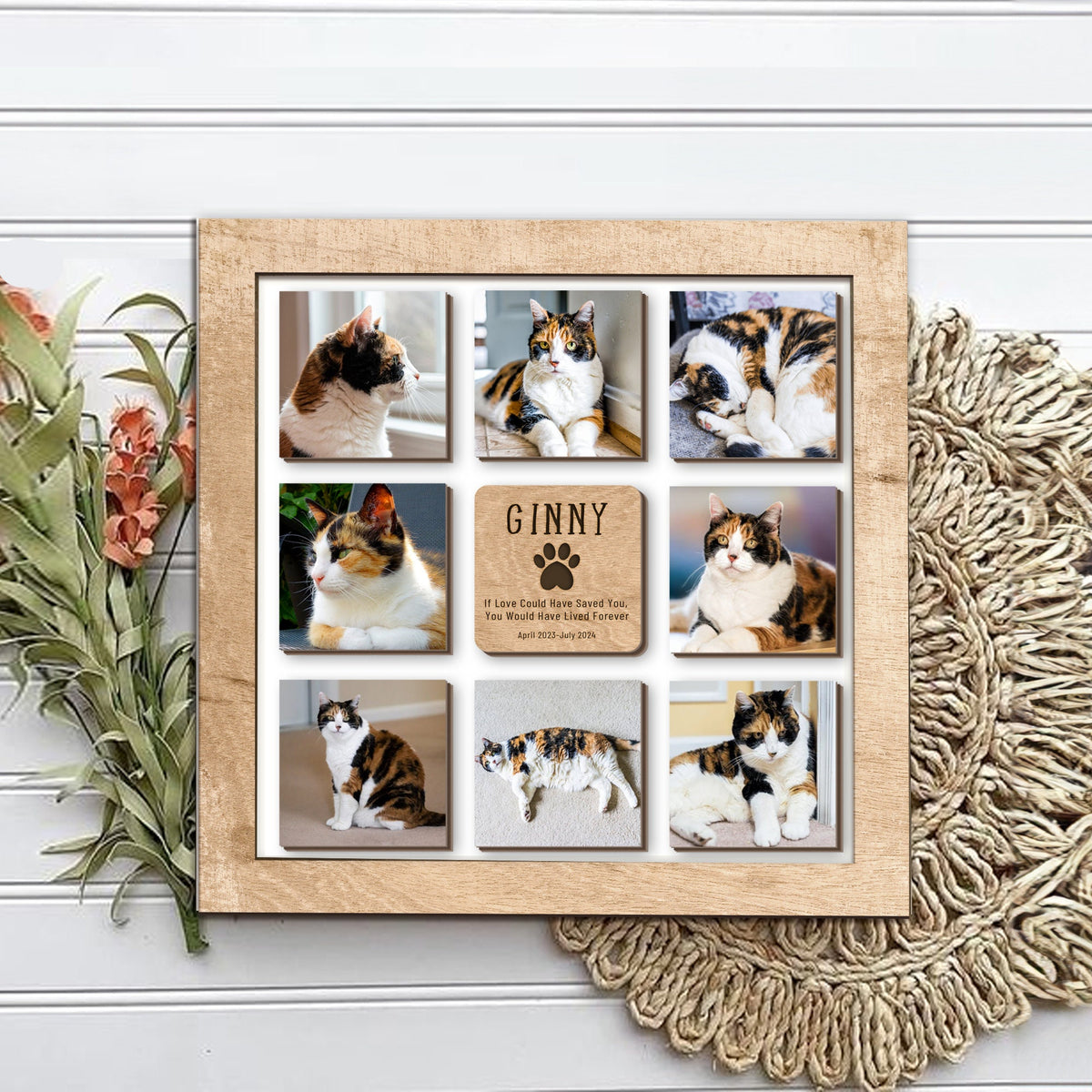 Personalized Pet Memorial Photo Frame, Custom Cat Photo Collage Gift, Custom Pet Memorial Gift, Cat Loss Sympathy Gift, Pet Loss Gift