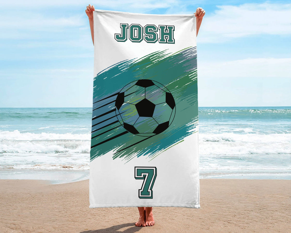 Custom Soccer Team Towel, Personalized Football Team Gift, Sport Beach Towel, Soccer Bath, Pool Towel, Soccer Player Gifts For Boys/Girls