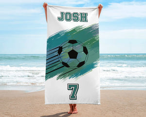 Custom Soccer Team Towel, Personalized Football Team Gift, Sport Beach Towel, Soccer Bath, Pool Towel, Soccer Player Gifts For Boys/Girls