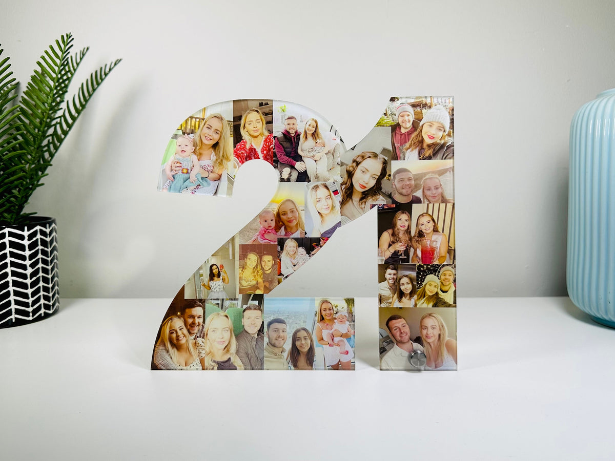 Acrylic Photo Number Collage, Birthday Gift, Photo Gift, Personalised gift