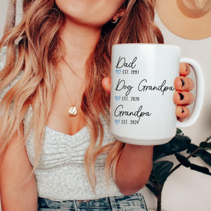 Personalized Dad Dog Grandpa To Grandpa Mug, Promoted To Grandpa Coffee Cup, Grandpa Announcement Gifts