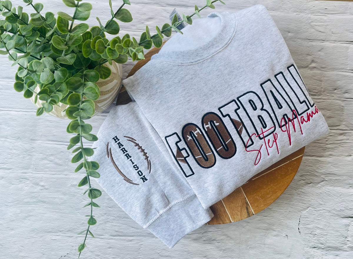 Football Mama Sweatshirt | Embroidered Mom Sweatshirt | Football Mom Shirt | Personalized Football Sweatshirt | Football Hoodie