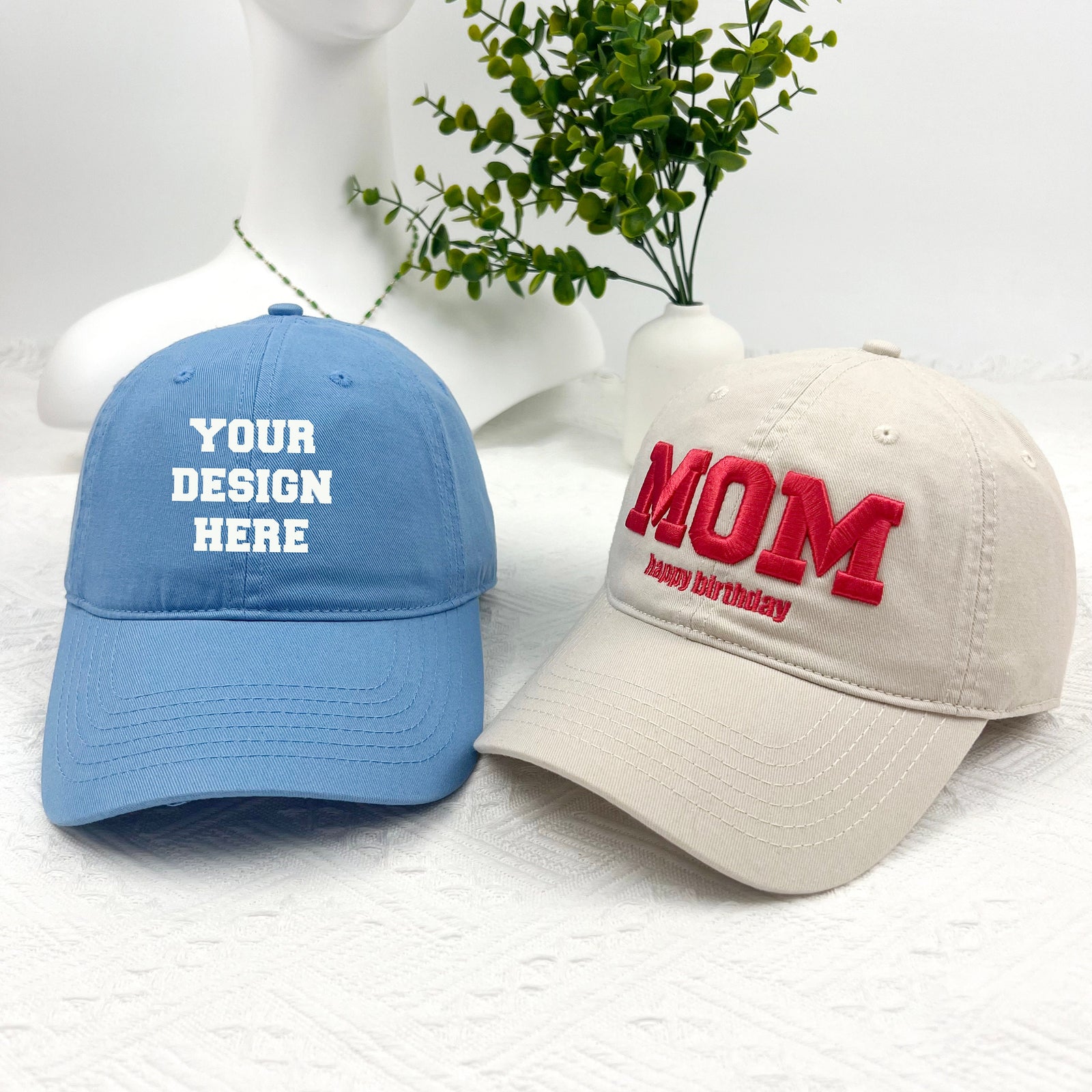 Custom Embroidered Cotton Baseball Hat - Personalized Text & Logo