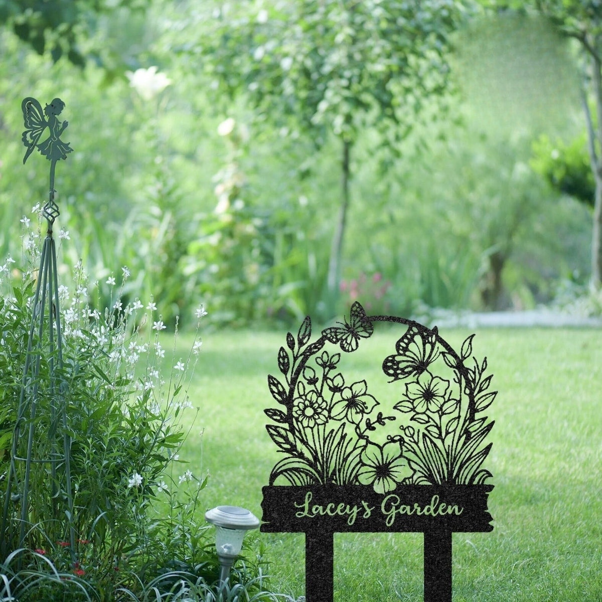 Metal Garden Sign, Custom Garden Name Stakes, Personalize Flower Sign with Stakes, Lawn Signs, Yard Sign, Garden Decor, Gift for Grandparent