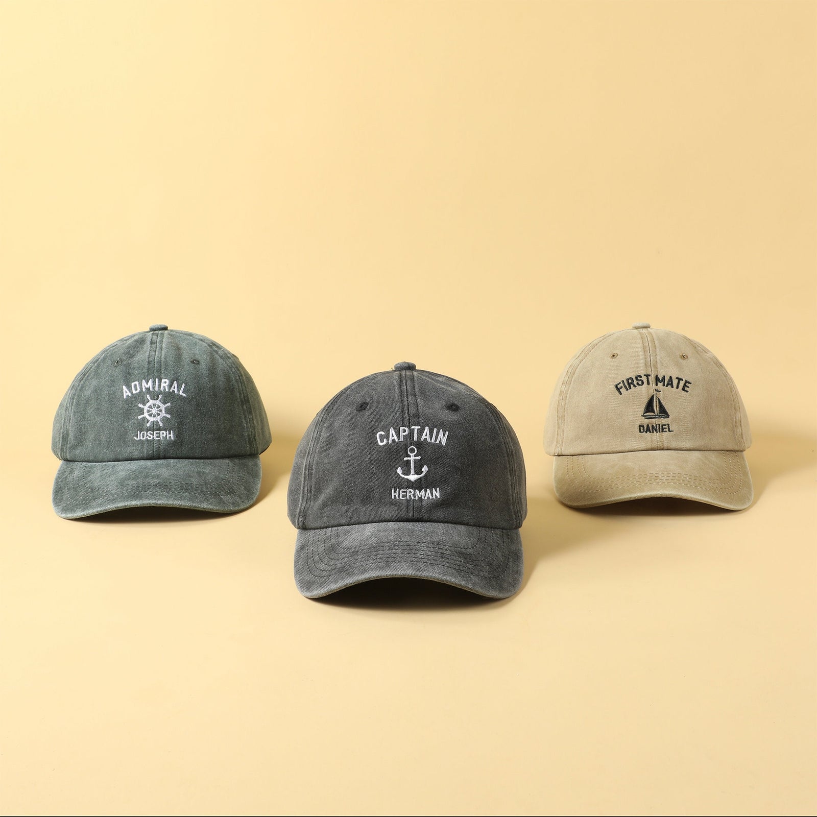 Personalized Anchor & Captain Embroidered Baseball Cap