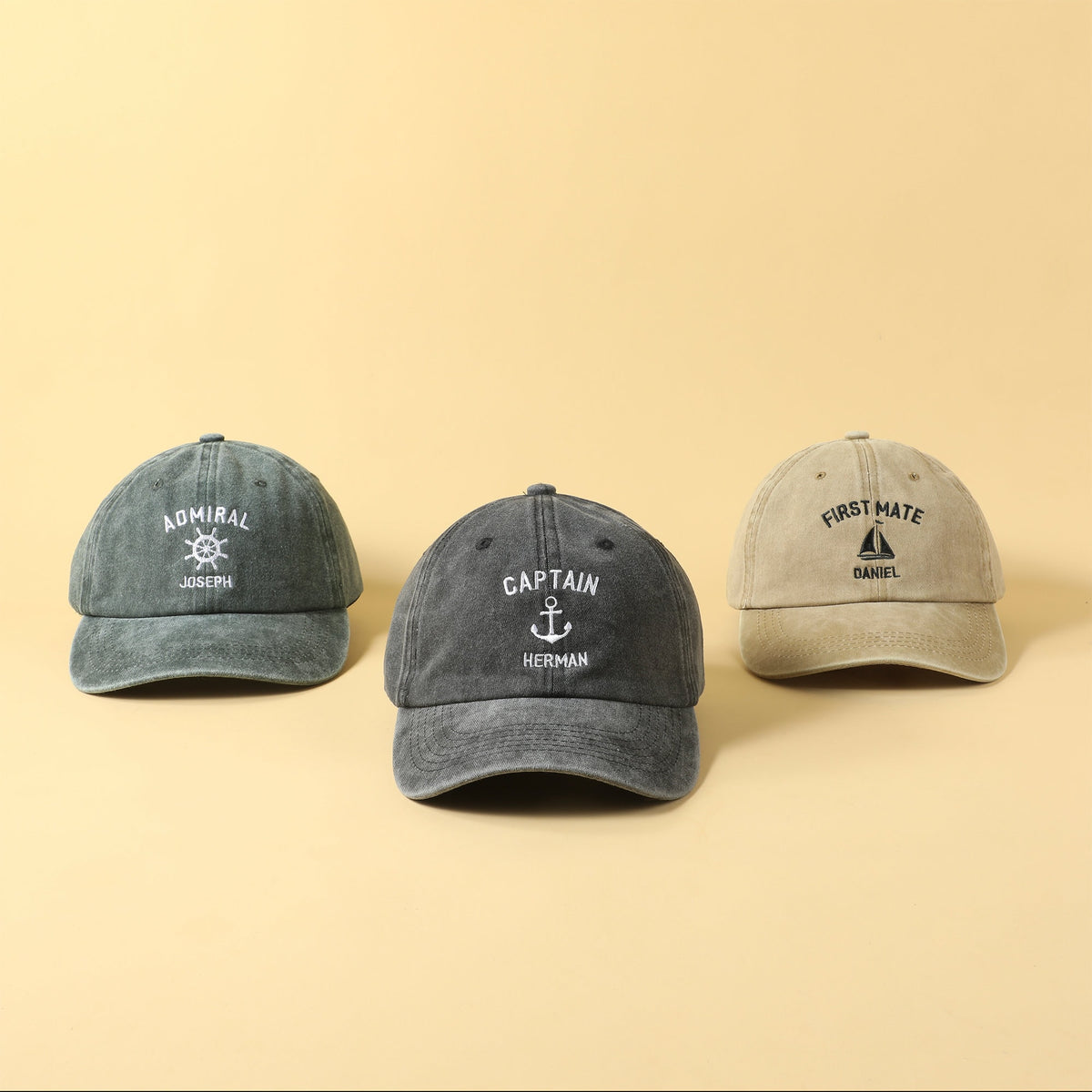 Captain Embroidery Hat | Custom Sailing Cap | Personalized Anchor Compass Sailing Boat Baseball Cap