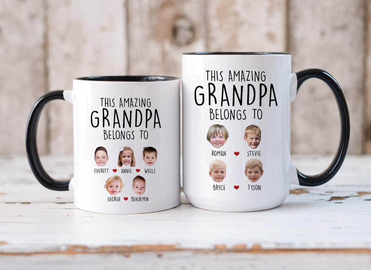 Custom Grandpa Grandma Gift, Custom Baby Face Mug, This Amazing Grandpa Belongs To Mug,Grandpa Birthday Mug,Personalized Grandkids Photo Mug