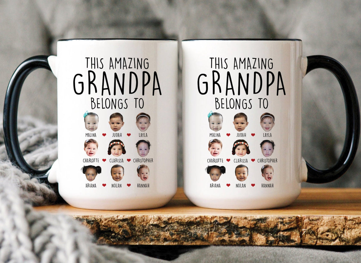 Custom Grandpa Grandma Gift, Custom Baby Face Mug, This Amazing Grandpa Belongs To Mug,Grandpa Birthday Mug,Personalized Grandkids Photo Mug