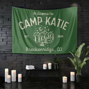 Custom Camp Bachelorette Party Photo Backdrop, Camp Birthday Party Banner, Bachelorette Party Banner, Vintage Camp Sign, Retro Camp Sign