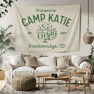 Custom Camp Bachelorette Party Photo Backdrop, Camp Birthday Party Banner, Bachelorette Party Banner, Vintage Camp Sign, Retro Camp Sign