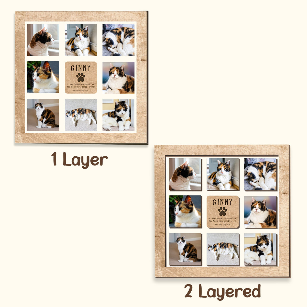 Personalized Pet Memorial Photo Frame, Custom Cat Photo Collage Gift, Custom Pet Memorial Gift, Cat Loss Sympathy Gift, Pet Loss Gift