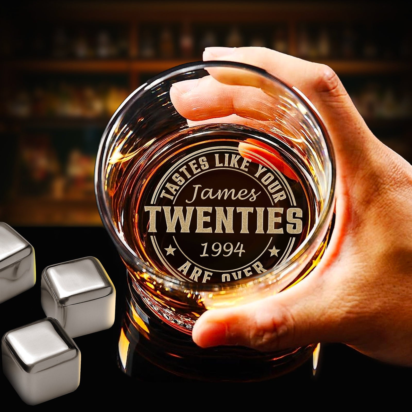 Personalized 30th Birthday Whiskey Glass - Engraved Unique Birthday Gifts On Rock Glass for Him