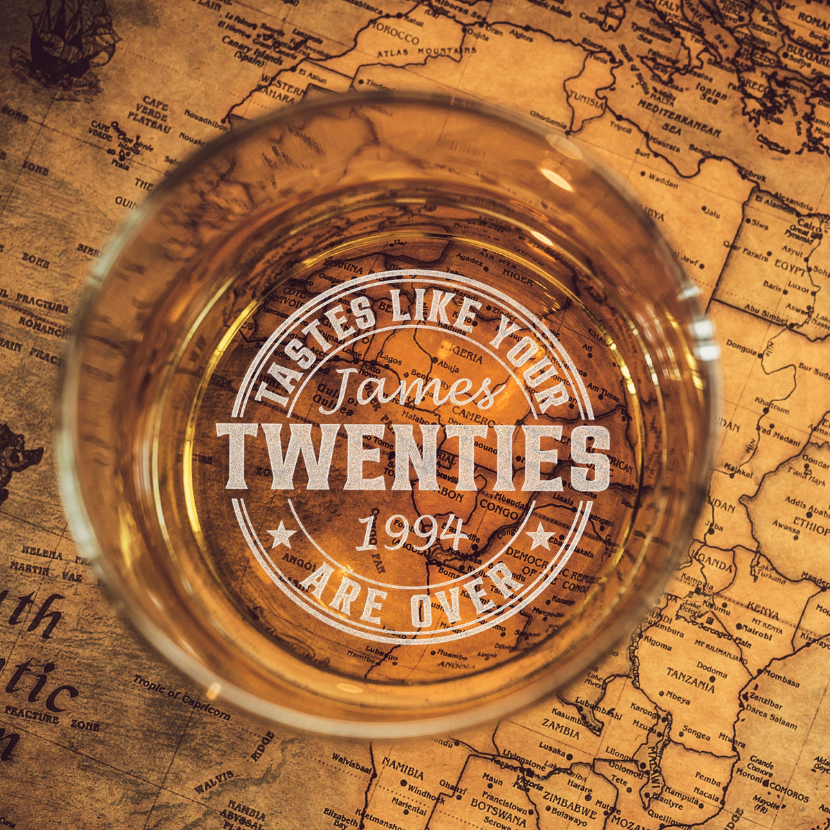 Personalized 30th Birthday Whiskey Glass - Engraved Unique Birthday Gifts On Rock Glass for Him