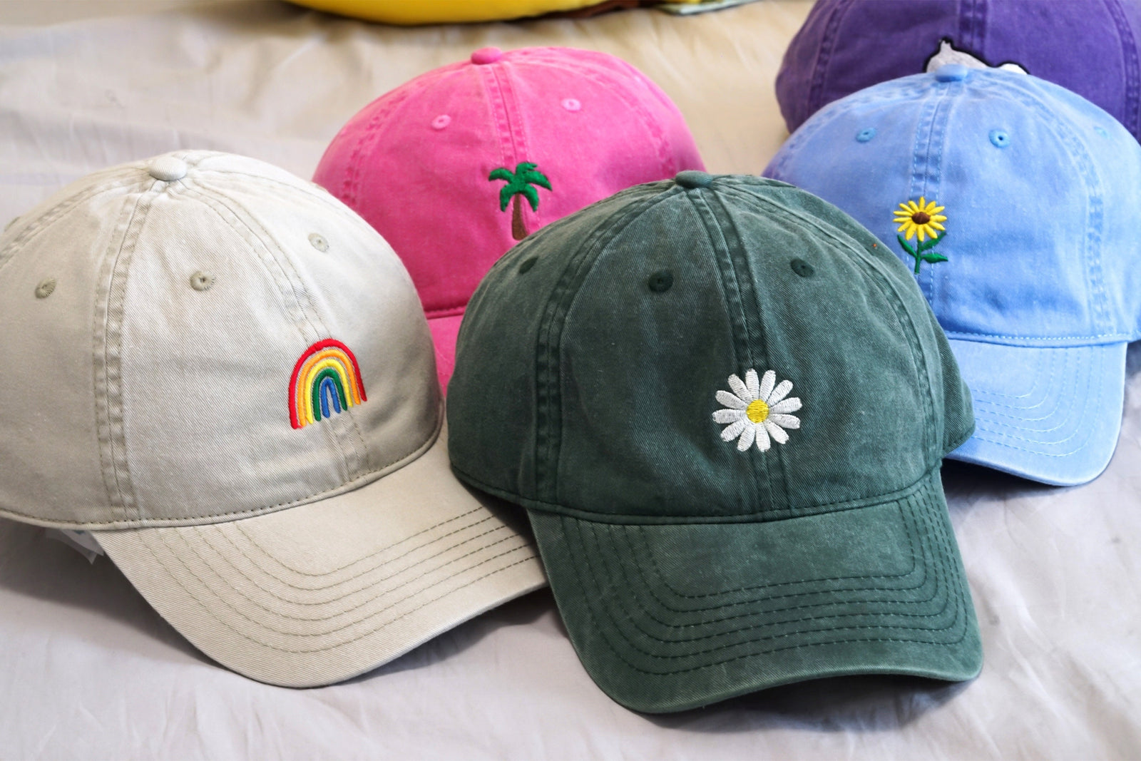 Sun Embroidery Hat, Casual Sunshine Baseball Hat, Delicate Fruit Hat Caps, Duck Daisy Caps, Bachelorette Gift