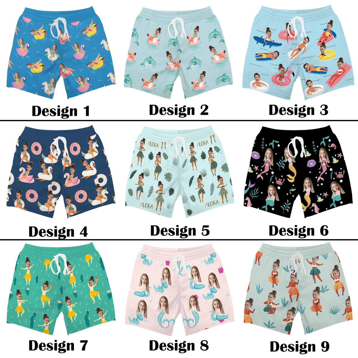 Custom Men Bathing Suit, Funny Swim Trunks,Personalized Face Men Swimsuit,Face Swimwear,Custom Christmas gifts,Flamingo Beach Short,For Dad