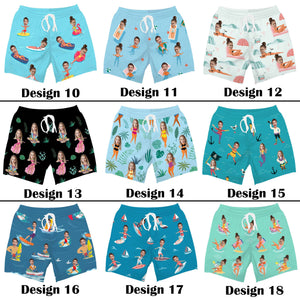 Custom Men Bathing Suit, Funny Swim Trunks,Personalized Face Men Swimsuit,Face Swimwear,Custom Christmas gifts,Flamingo Beach Short,For Dad