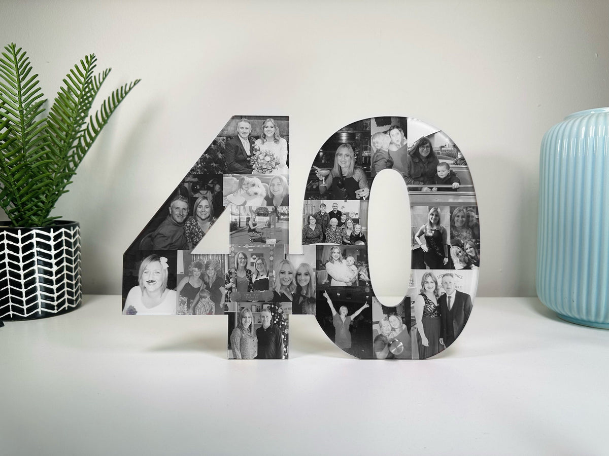 Acrylic Photo Number Collage, Birthday Gift, Photo Gift, Personalised gift Acrylic Block