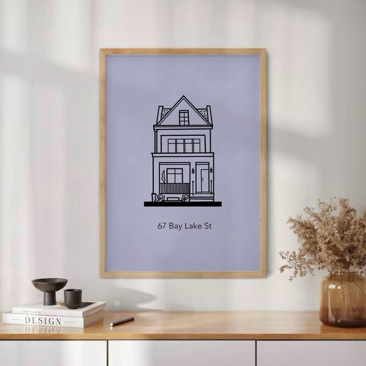 Custom House Illustration, Personalized House Portrait, House Line Art, New Home Gift, Building Sketch, Housewarming Gift Drawn Print