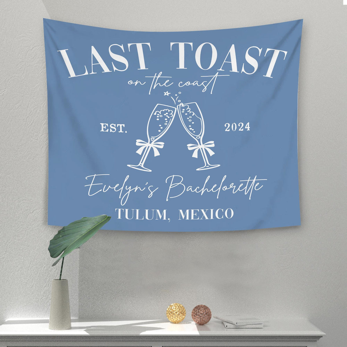 Custom Bachelorette Party Tapestry,Beach Bachelorette Photo Backdrop,Bachelorette Banner,Coastal Bachelorette Party Decor,Toast on the Coast