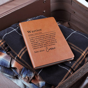 Personalized Warrior Journal, Custom Warrior Definition Journal, Cancer Recovery Gift, Encouragement Gift, Sobriety Anniversary
