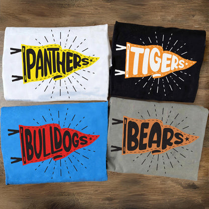 Custom Mascot Pennants Flag Shirt, Pennant Mascot Shirt, School Spirit Shirt, Matching Team Tee, Homecoming Pennant Color, Custom Colors
