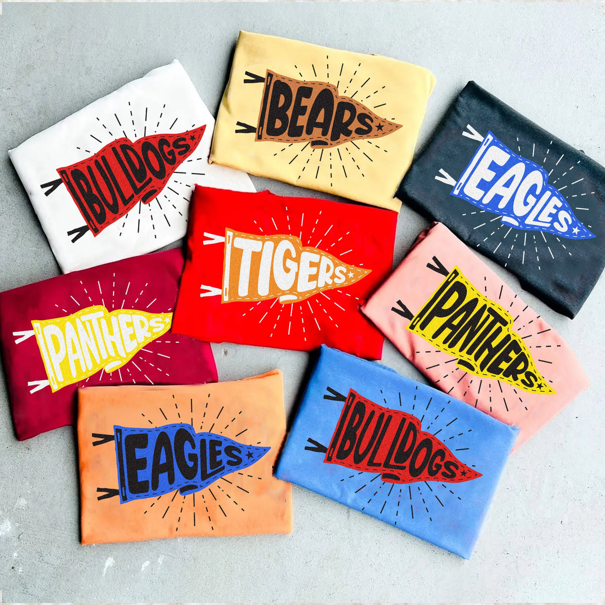 Custom Mascot Pennants Flag Shirt, Pennant Mascot Shirt, School Spirit Shirt, Matching Team Tee, Homecoming Pennant Color, Custom Colors