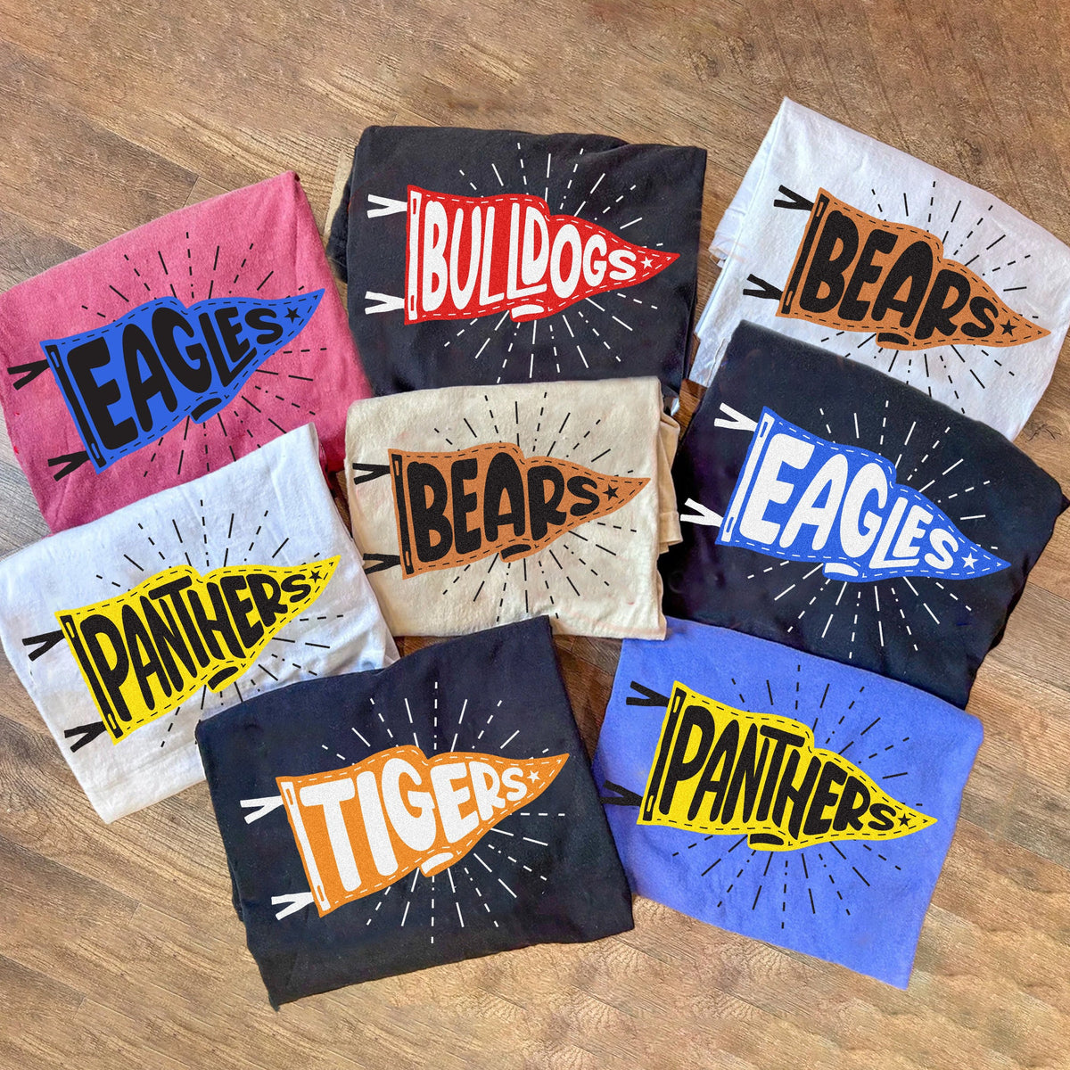 Custom Mascot Pennants Flag Shirt, Pennant Mascot Shirt, School Spirit Shirt, Matching Team Tee, Homecoming Pennant Color, Custom Colors