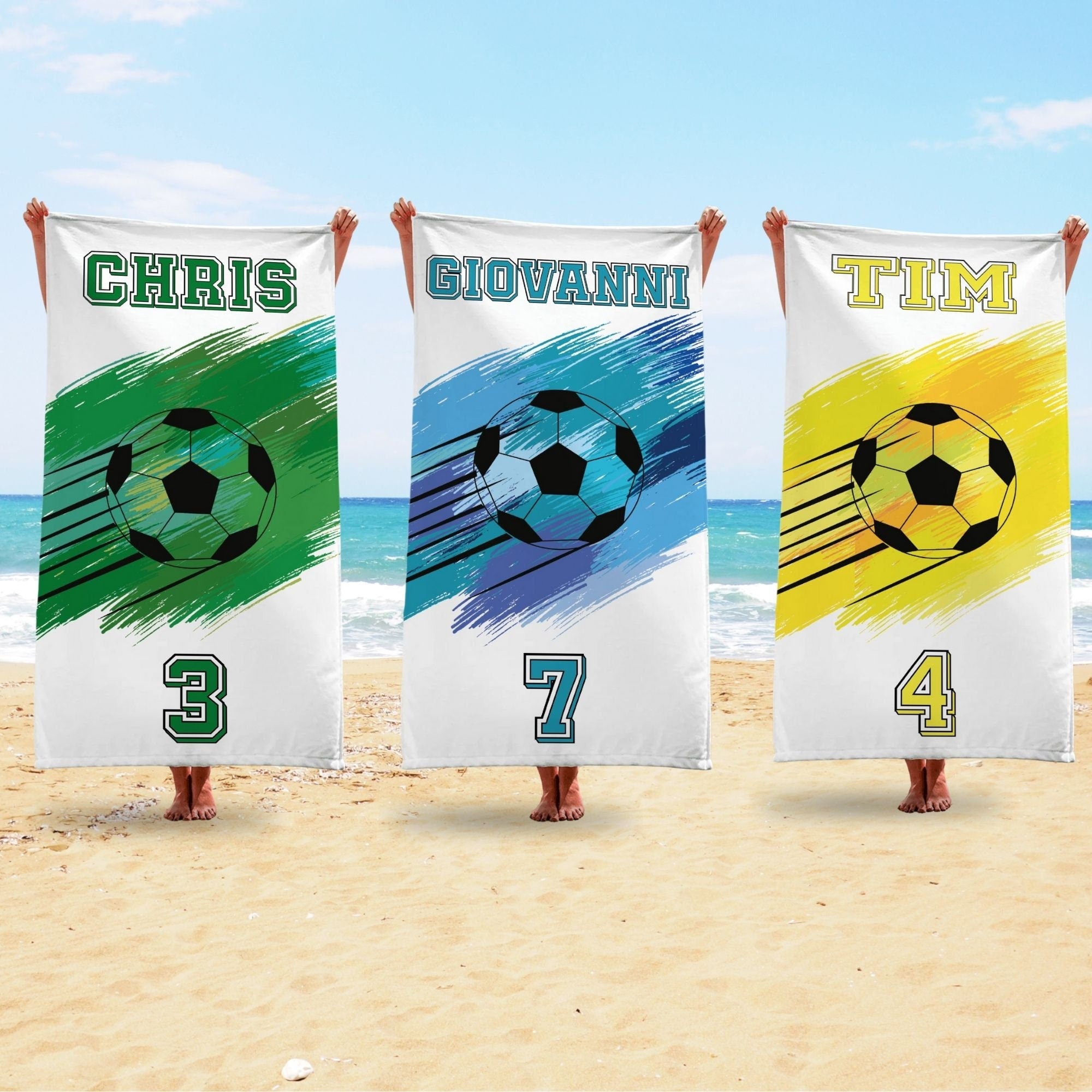 Custom Soccer Team Towel, Personalized Football Team Gift, Sport Beach Towel, Soccer Bath, Pool Towel, Soccer Player Gifts For Boys/Girls