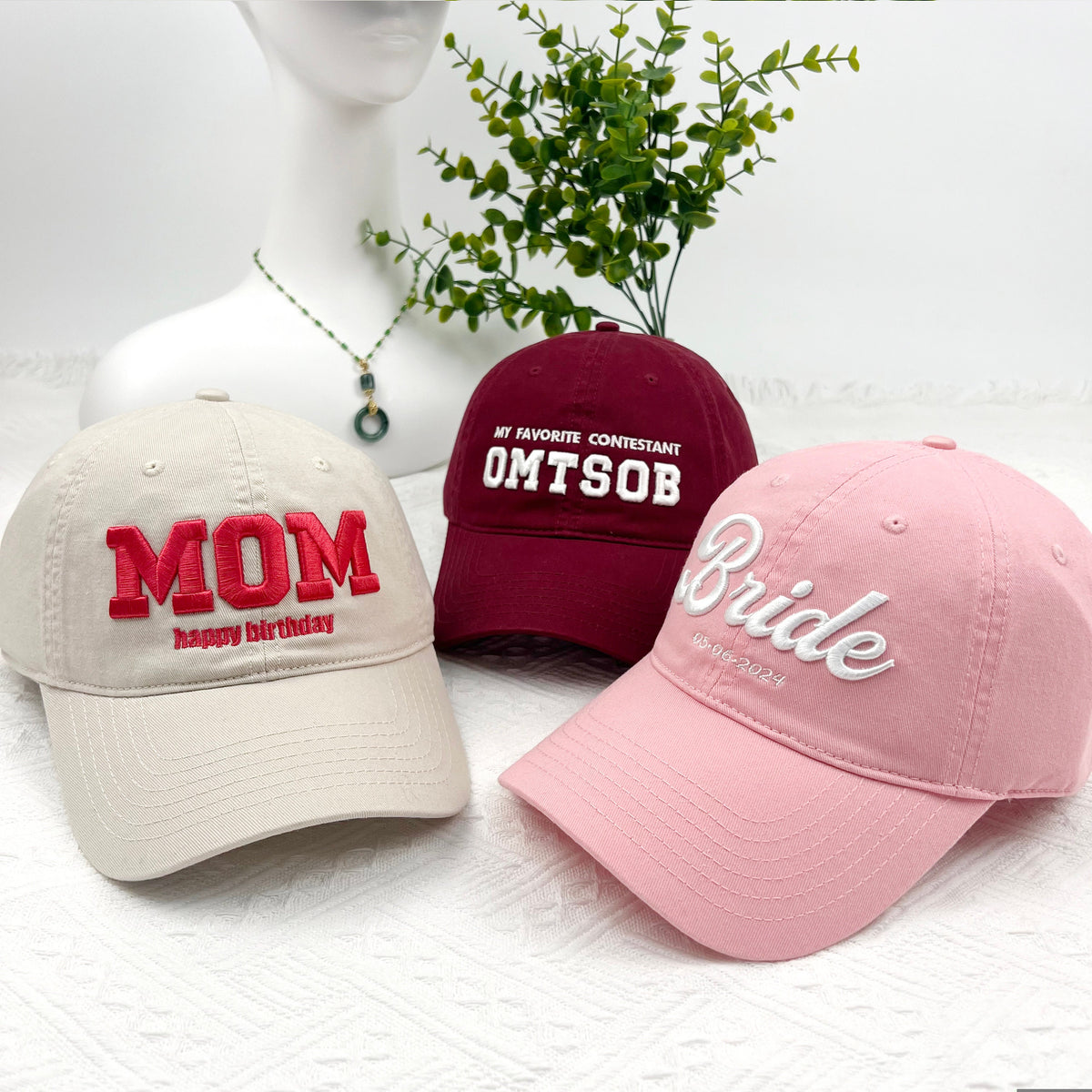Custom Embroidered Cotton Baseball Hat - Personalized Text & Logo