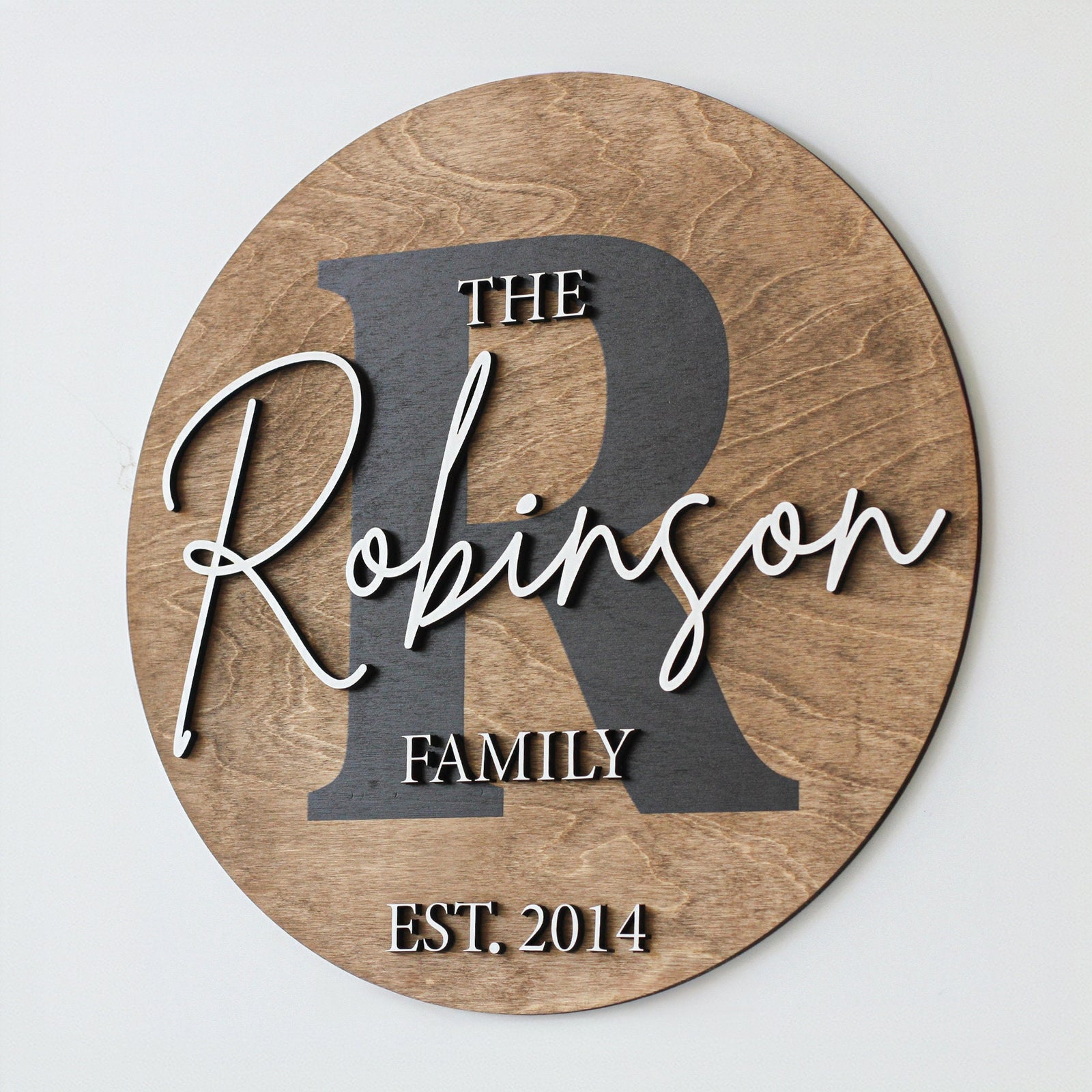 Round Last Name Sign, Round Wedding Sign, Established Sign, Family Gift, Custom Family Gift, Wood First Home Gift, Christmas Gift