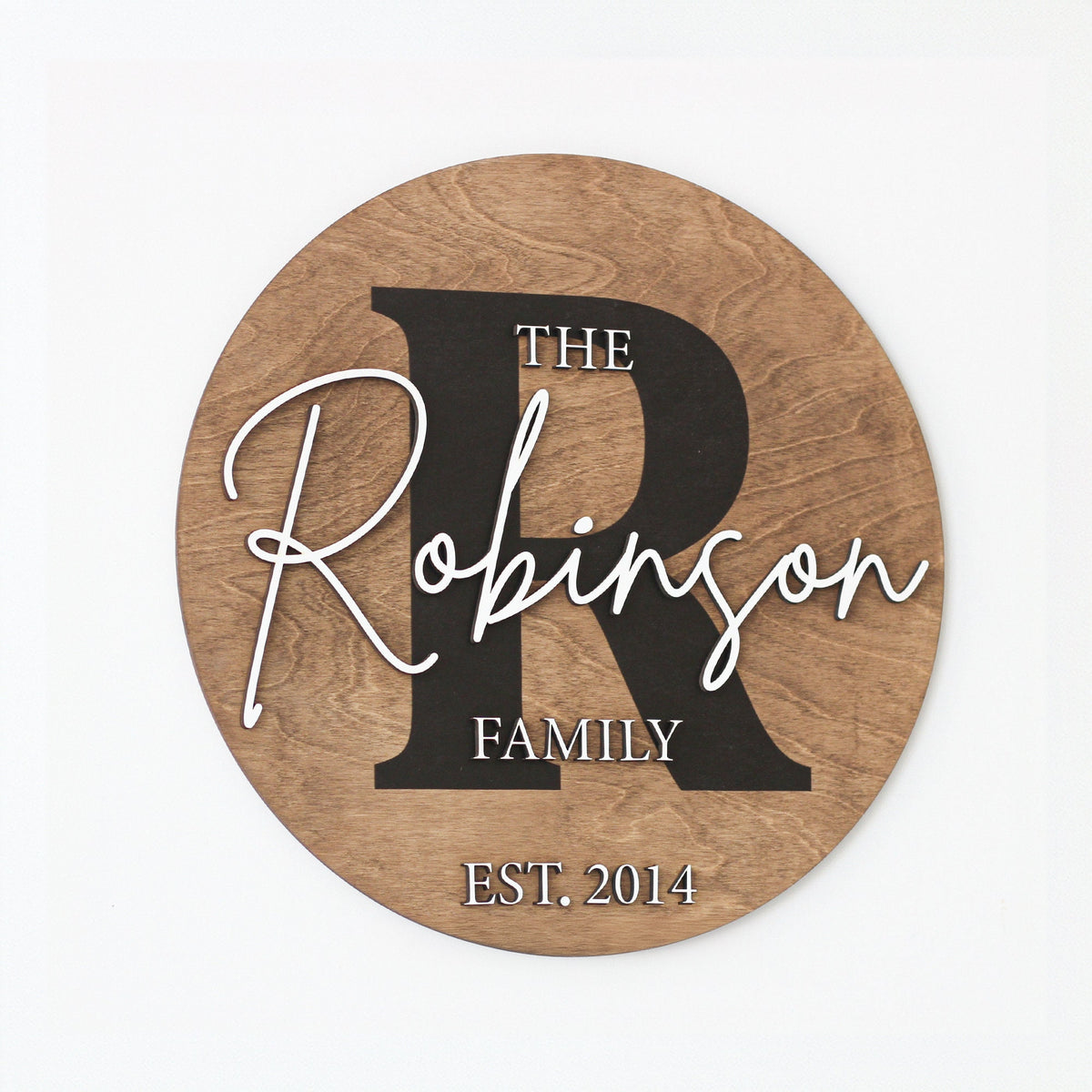 Round Last Name Sign, Round Wedding Sign, Established Sign, Family Gift, Custom Family Gift, Wood First Home Gift, Christmas Gift
